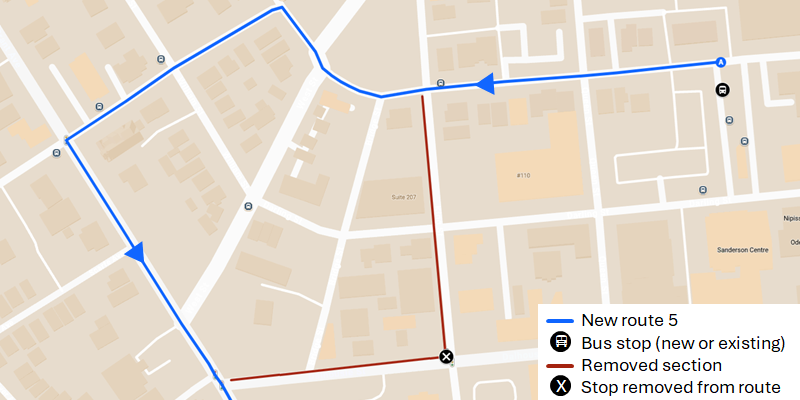 Map of Route 5 adjustment Map of Route 5 adjustment
