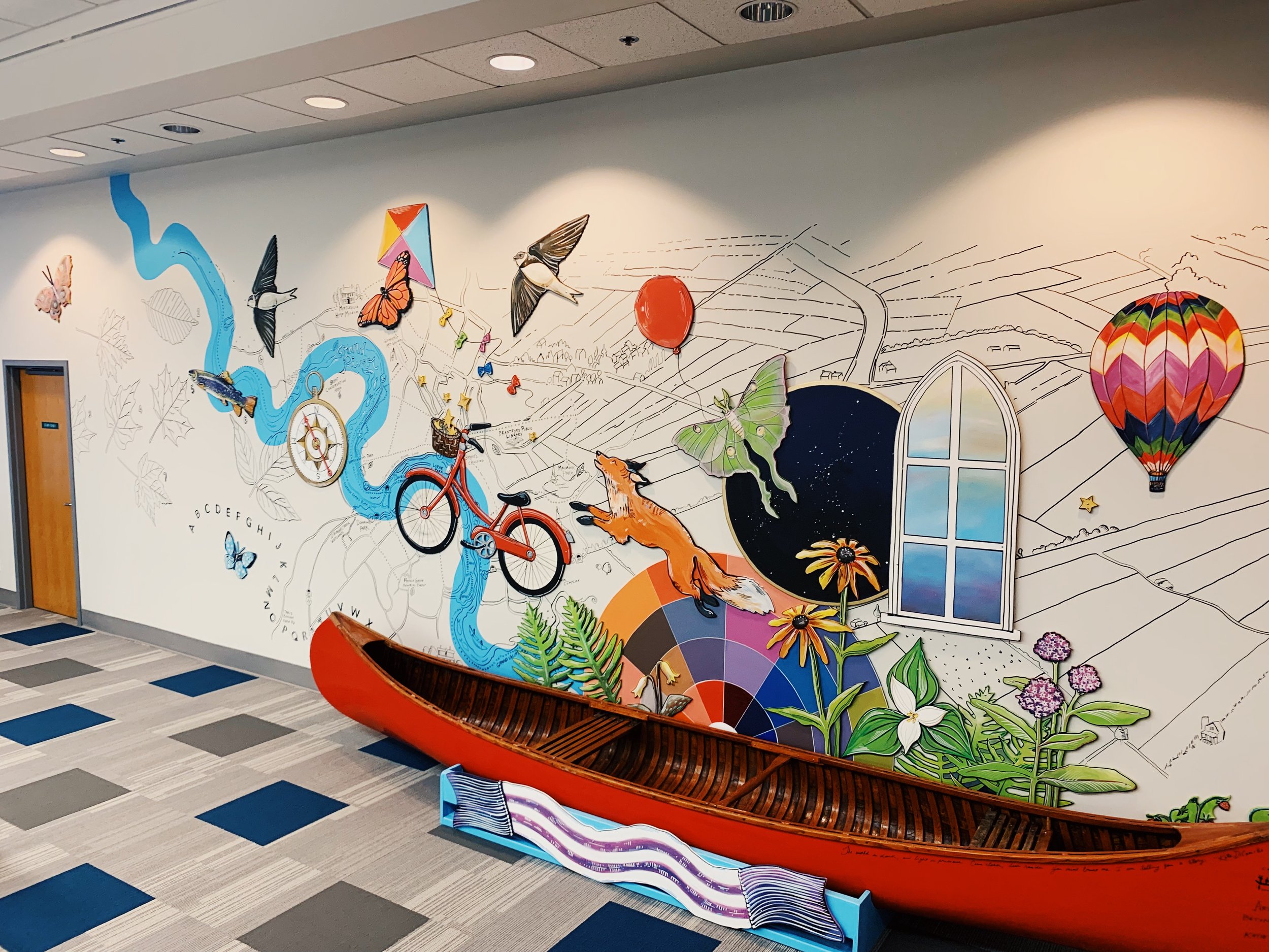 The childrens mural at the Brantford public library.