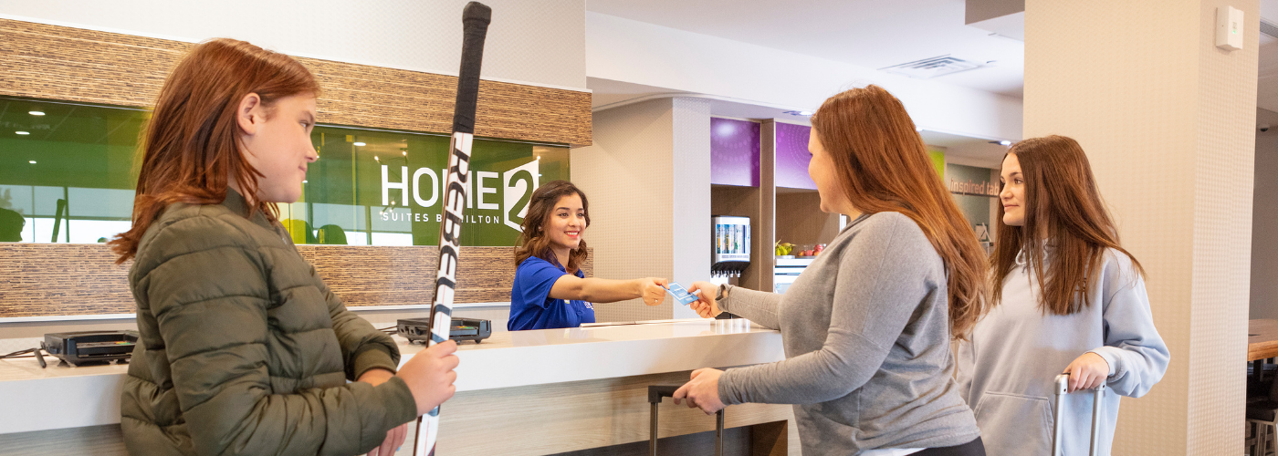 Checking in at hotel front desk