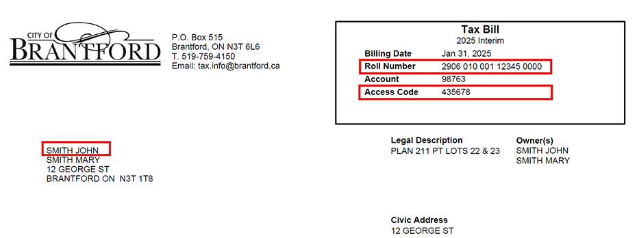 Copy of a sample property tax bill Copy of a sample property tax bill