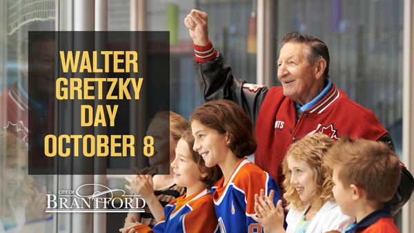 Walter Gretzky Day Walter Gretzky cheering with children